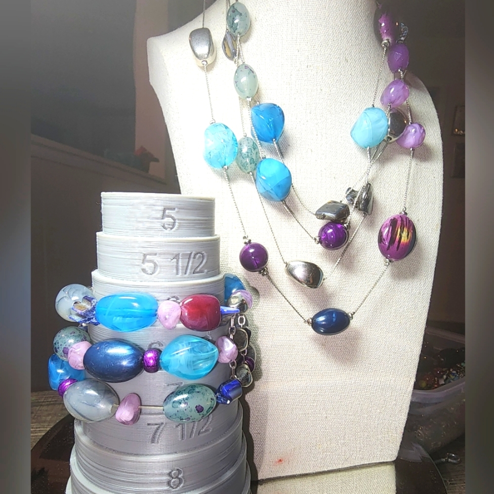 NY Multicolor Beaded Necklace and bracelet set